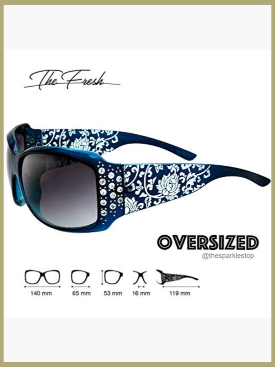 Fashion Rhinestones Sunglasses with UV400 Protection, Oversized Frame